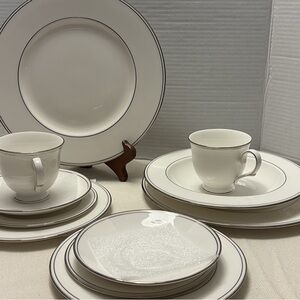 Lenox White Classic Collection Federal Platinum Dinnerware Set x11 pieces